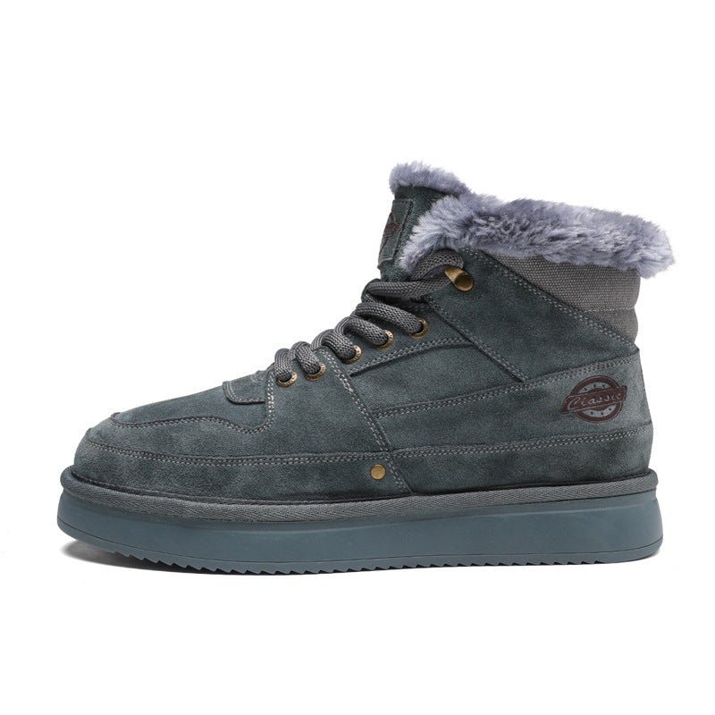 Winter New Style Fleece-Lined Thickened Trendy Casual Boots Thick Bottom Wear-Resistant Outer Wear Short Tube Men'S Shoes - Image 1